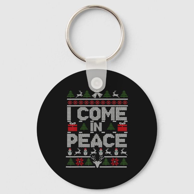 I Come In Peace Couple Matching Ugly Christmas Swe Nyckelring (Framsida)