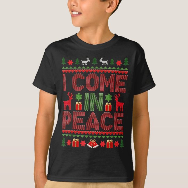 I Come In Peace Couple Matching Ugly Christmas Swe T Shirt (Framsida)