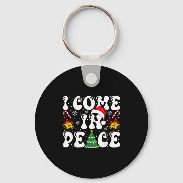 I Come In Peace Funny Couple Ugly Christmas Shirt  Nyckelring (Framsida)