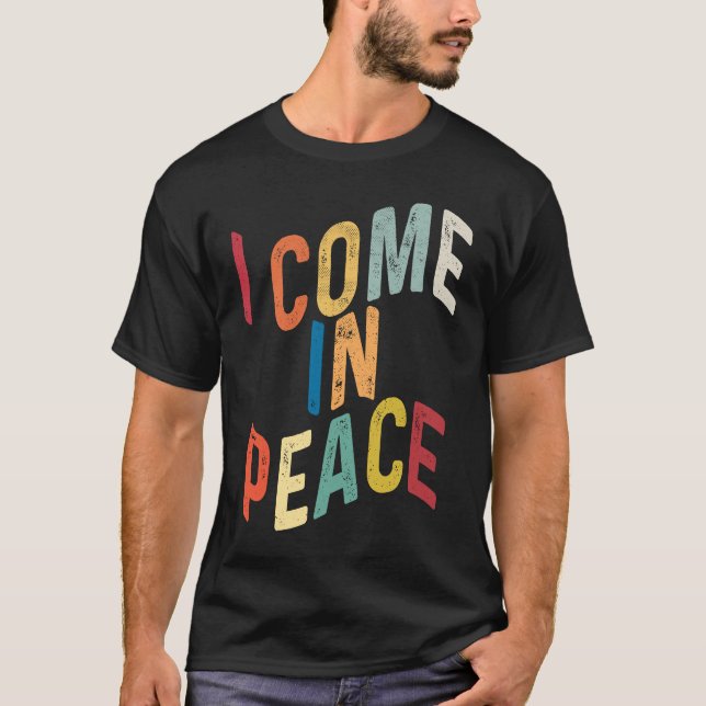 I Come In Peace I'm Peace  Matching Couples Retro T Shirt (Framsida)