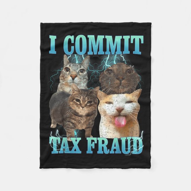 I Commit Tax Fraud Funny Cat Meme Bootleg Graphic  Fleecefilt (Framsidan)