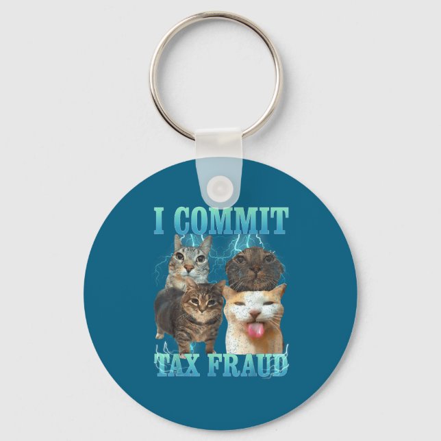 I Commit Tax Fraud Funny Cat Meme Bootleg Graphic  Nyckelring (Framsida)