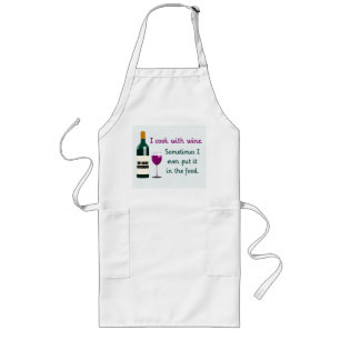 I Cook med Vin Funny Apron Långt Förkläde