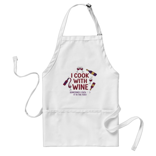 I Cook With Wine Funny Cooking Apron Förkläde (Framsidan)