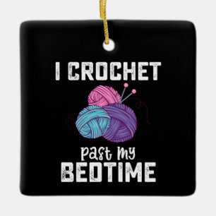 I Crochet tidigare Min Bedtime Knitting Julgransprydnad Keramik