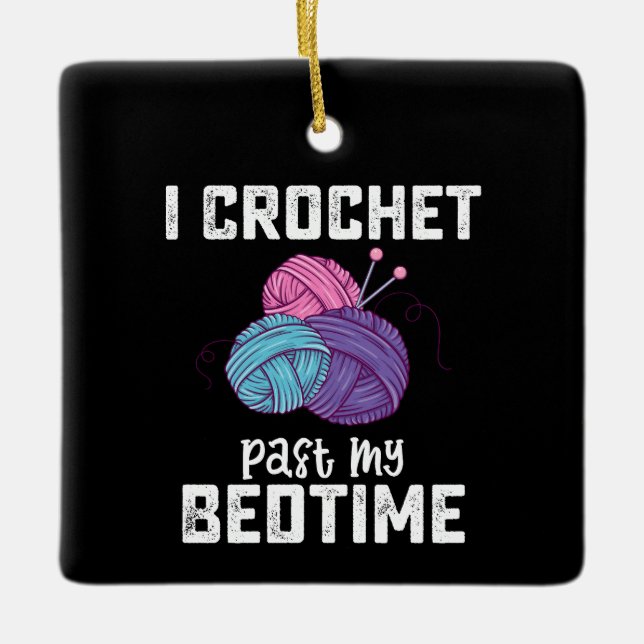 I Crochet tidigare Min Bedtime Knitting Julgransprydnad Keramik (Framsida)