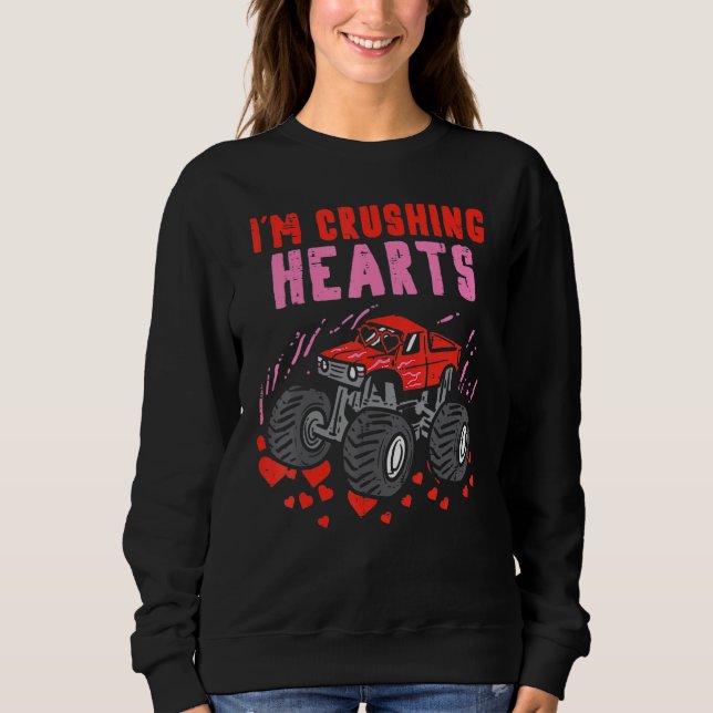 I Crush Hearts Monster Truck Toddler Boys Valentin T Shirt (Framsida)