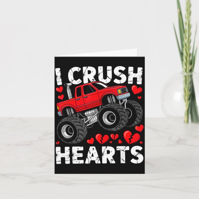 I Crush Hearts Valentine Monster Truck Boys Toddle Kort (Framsida)