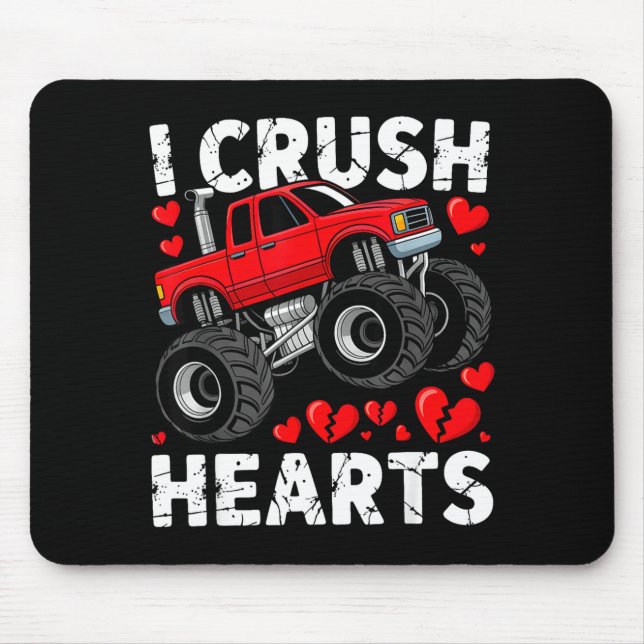 I Crush Hearts Valentine Monster Truck Boys Toddle Musmatta (Framsidan)