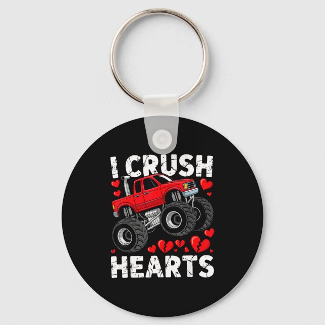 I Crush Hearts Valentine Monster Truck Boys Toddle Nyckelring (Framsida)