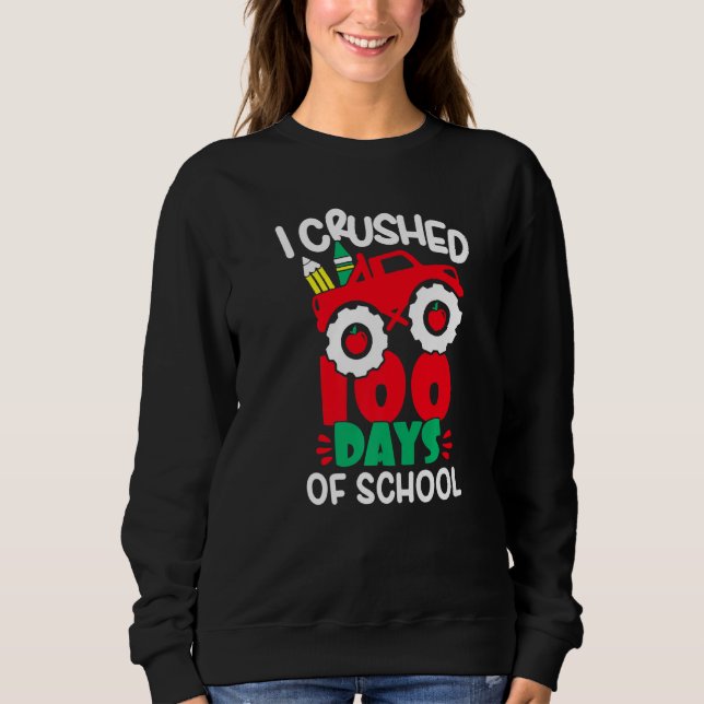 I Crushed 100 Days Of School Boys Monster Truck 10 T Shirt (Framsida)