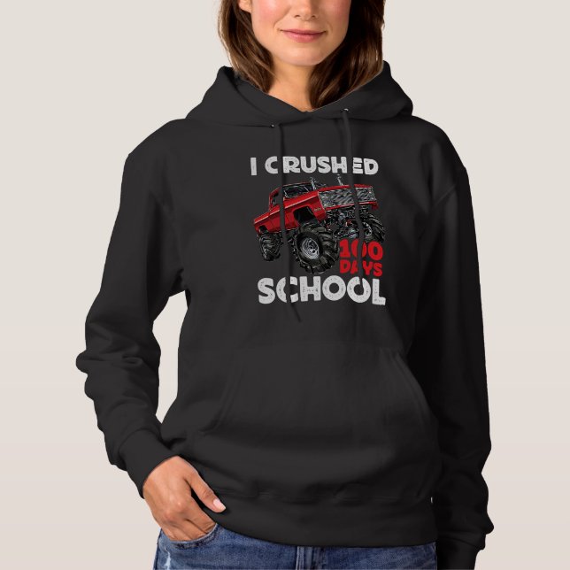 I Crushed 100 Days Of School  Boys Monster Truck T Shirt (Framsida)