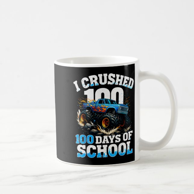 I Crushed 100 Days Of School Monster Truck 100th D Kaffemugg (Höger)