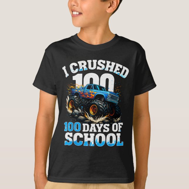I Crushed 100 Days Of School Monster Truck 100th D T Shirt (Framsida)