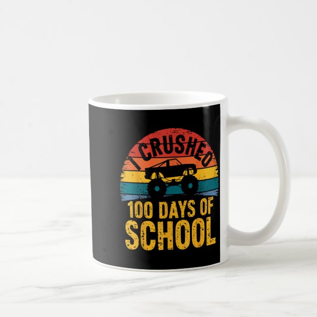I Crushed 100 Days Of School Truck Lovers Kids Tea Kaffemugg (Höger)