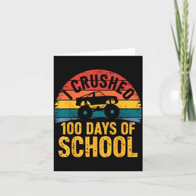 I Crushed 100 Days Of School Truck Lovers Kids Tea Kort (Framsida)