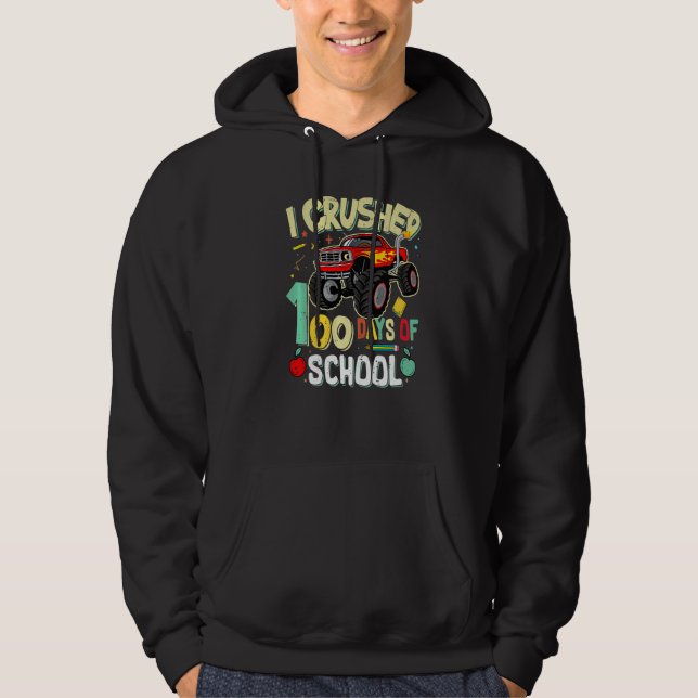 I Crushed 100 Days Of School TShirt Boys Monster T Hoodie (Framsida)