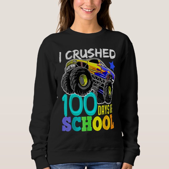 I Crushed 100 Days Of School TShirt Boys Monster T T Shirt (Framsida)