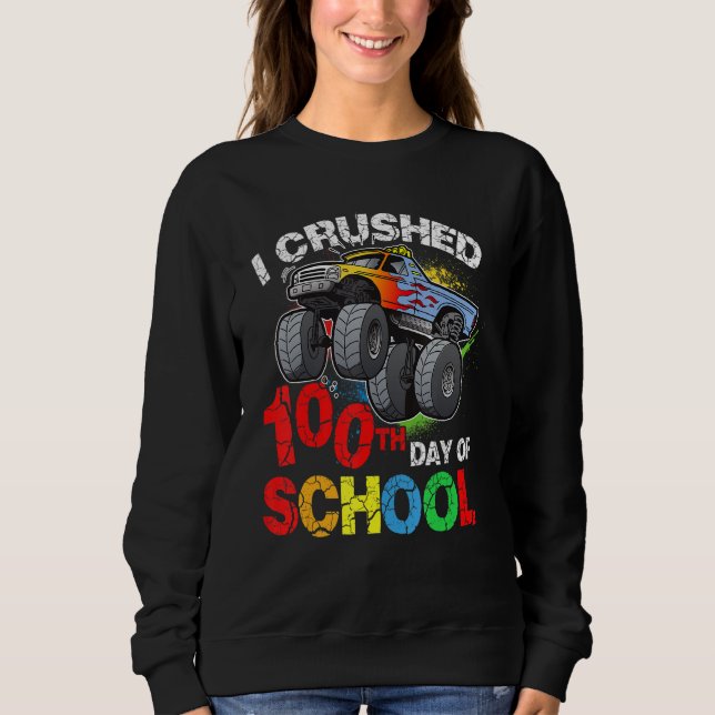 I Crushed 100th Day Of School Shirt Monster Truck  T Shirt (Framsida)