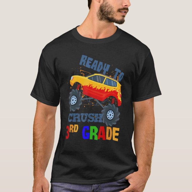 I Crushed 3rd Grade Monster Truck Boys Back To Sch T Shirt (Framsida)
