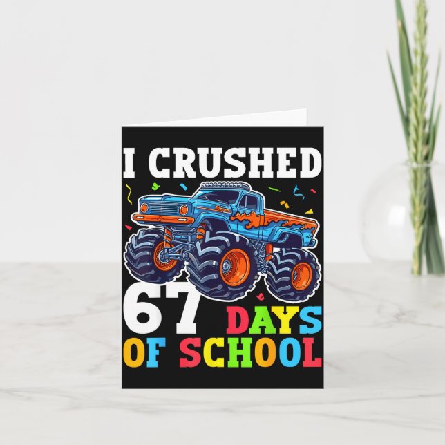 I Crushed 67 Days Of School 67th Day Of School Boy Kort (Framsida)