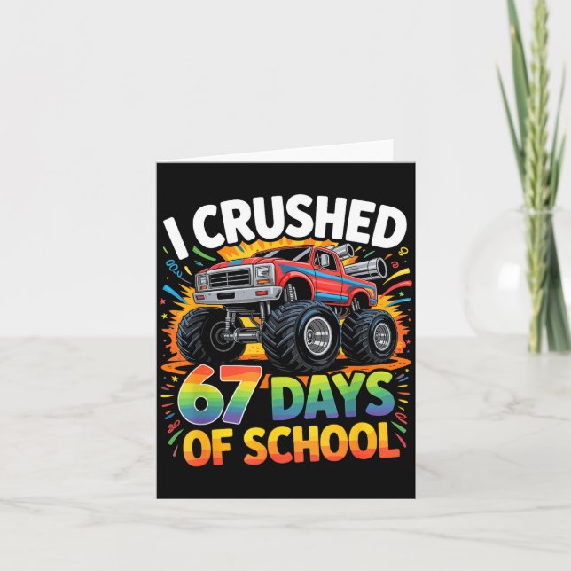 I Crushed 67 Days Of School Funny Meme Gen Z Stude Kort (Framsida)