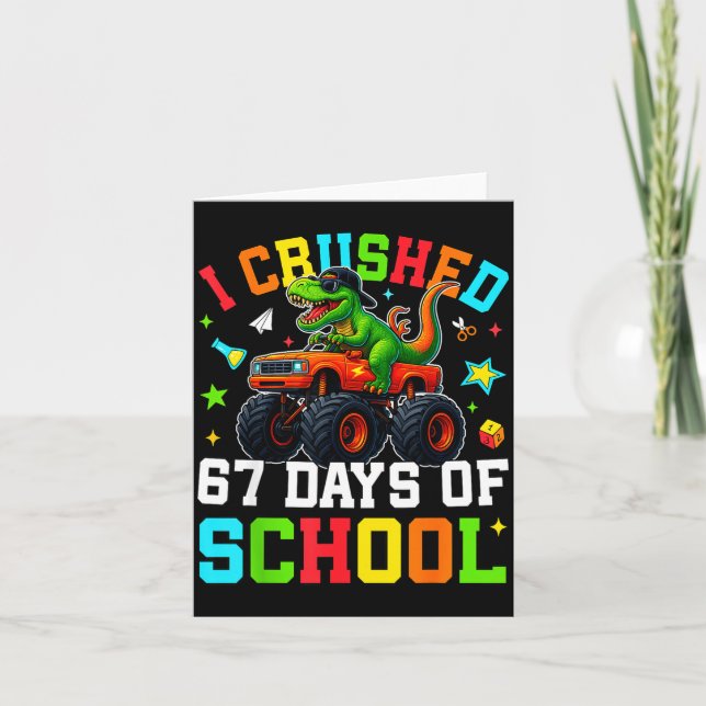 I Crushed 67 Days Of School Funny Six Seven Meme B Kort (Framsida)