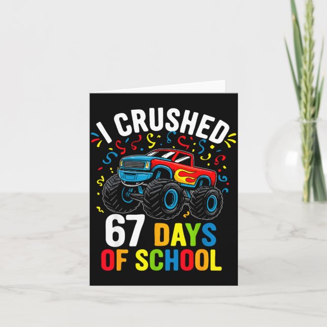 I Crushed 67 Days Of School Funny Six Seven Meme B Kort (Framsida)