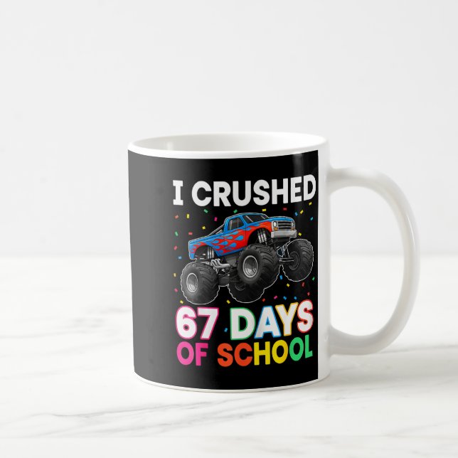 I Crushed 67 Days Of School Monster Teacher Studen Kaffemugg (Höger)