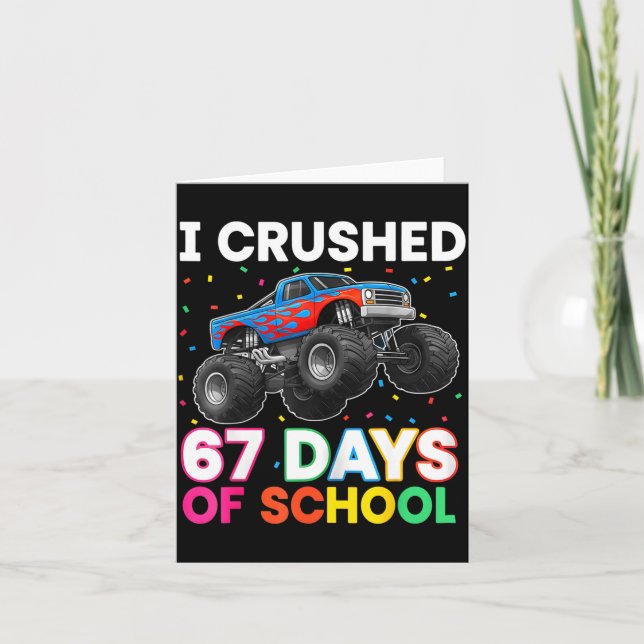 I Crushed 67 Days Of School Monster Teacher Studen Kort (Framsida)