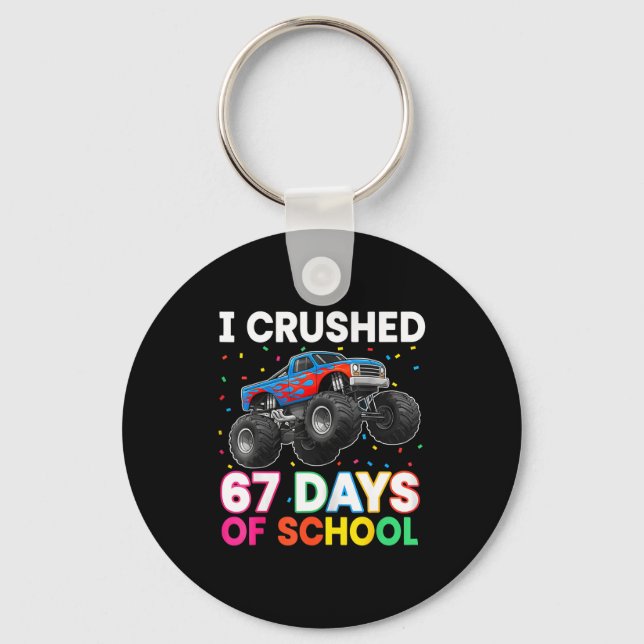 I Crushed 67 Days Of School Monster Teacher Studen Nyckelring (Framsida)