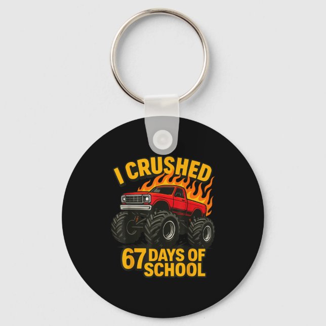 I Crushed 67 Days Of School Monster Truck Boys Tea Nyckelring (Framsida)