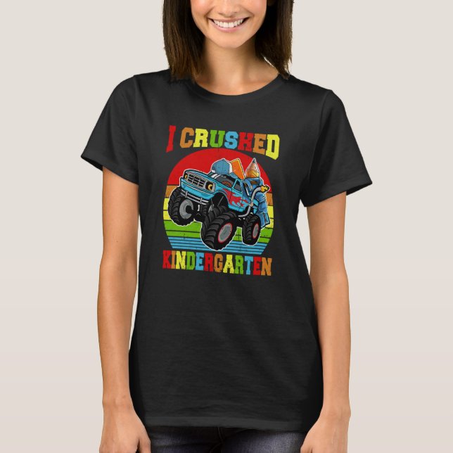 I Crushed Kindergarten Monster Truck Graduation Bo T Shirt (Framsida)