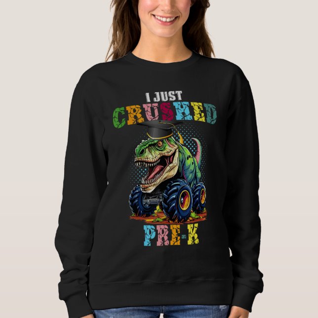 I Crushed Pre-K Cute Dino Drive Monster Truck Game T Shirt (Framsida)