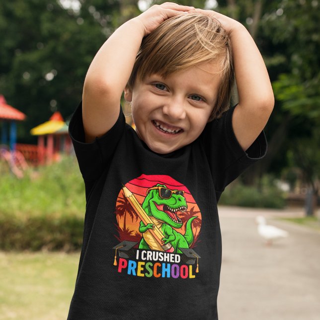 I Crushed Preschool" – T-Rex with with Glasses  T Shirt (Skapare uppladdad)
