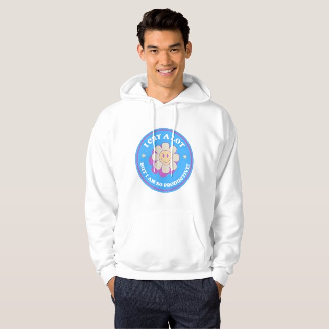 I Cry a Lot But I Am So Productive Hoodie (Hel framsida)
