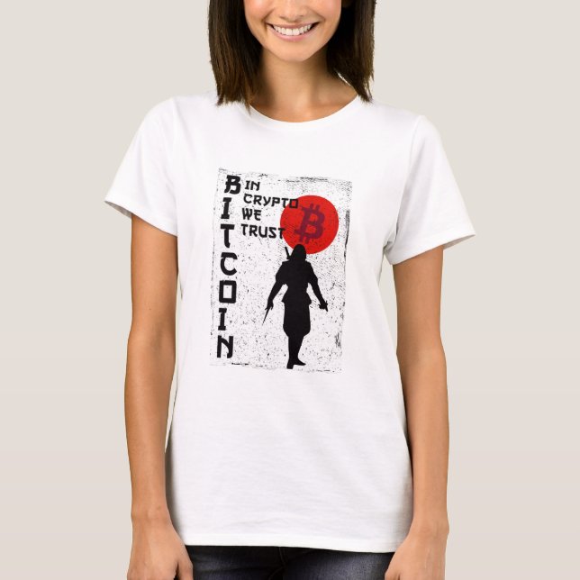 I Crypto We Trust- Bitcoin Samurai T Shirt (Framsida)
