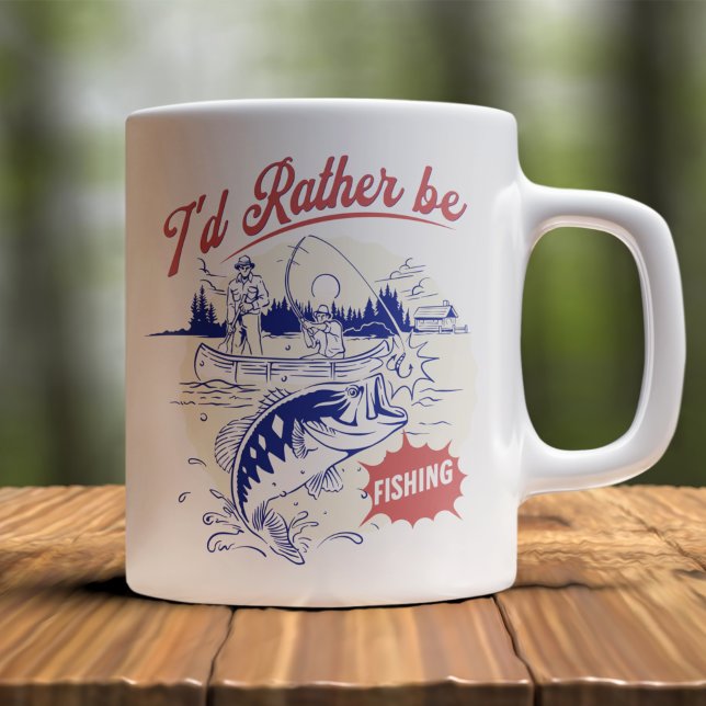 I’d Rather Be Fishing, Funny Fishing Saying Kaffemugg (Skapare uppladdad)