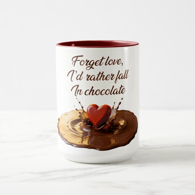 “I’d rather fall in chocolate” Humorous mug Mugg (Center)