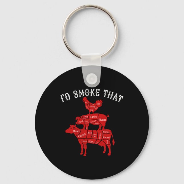 I&# d) Röker som grillar Bbq Smoker Gift Nyckelring (Framsida)