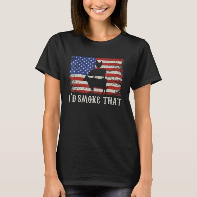 I d Smoke that USA Flag Barbeque T Shirt (Framsida)