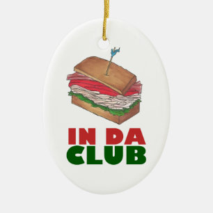 I Da-Klubben Turkiet Klubb Sandwich Funny Foodie G Julgransprydnad Keramik