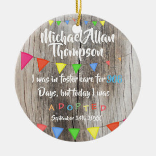 I dag adopterades jag från fosterhem - julgransprydnad keramik