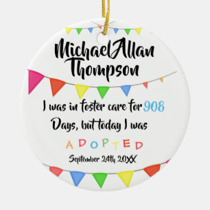 I dag adopterades jag från fosterhem - julgransprydnad keramik
