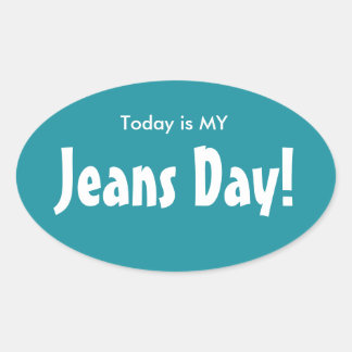 I dag är det MY Jeans Day Stickers - Turquise Oval Ovalt Klistermärke