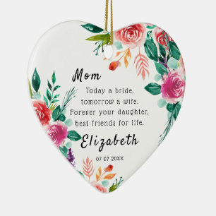 I dag är en brud Budens mamma Keepsaki Heart Julgransprydnad Keramik