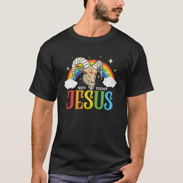 I dag är inte Jesus Satan Goat Satanic Rainbow för T Shirt (Framsida)