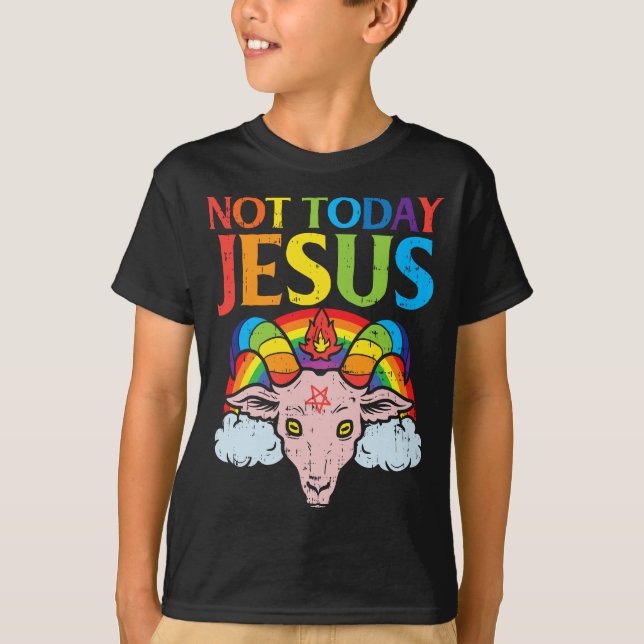 I dag är inte Jesus Satan Goat Satanic Rainbow Sat T Shirt (Framsida)