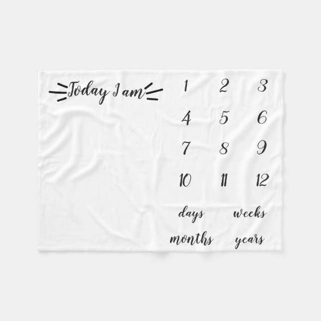 I dag är jag Baby Milestone Blanket Fleecefilt (Framsidan (Horisontell))