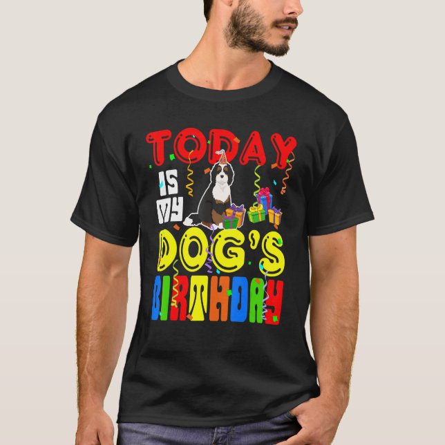I dag är min Cute Hund födelsedag Cute Bernedoodle T Shirt (Framsida)